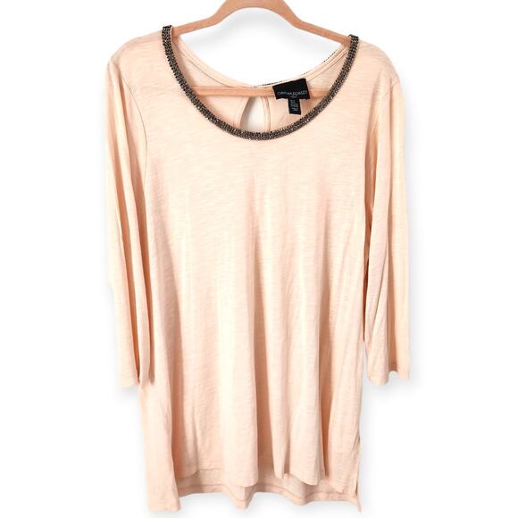 Cynthia Rowley Blush Light Top with Embellishments Neckline Size 2XL - Picture 1 of 6